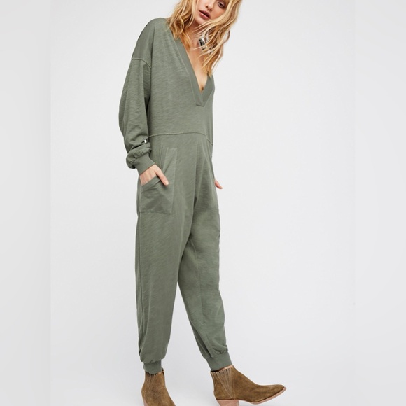 Free People Intimately Just Because Jumpsuit, Olive Green, Med, Will Fit Large - Picture 3 of 3